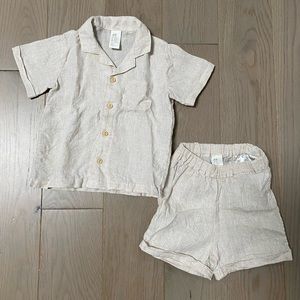 H&M Linen Shirt & Shorts Set- 12-18mo